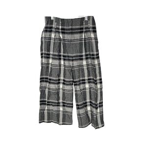 Anthropologie Ett:twa Size 2 Luca Black White Pink Plaid Wide Leg CULOTTES